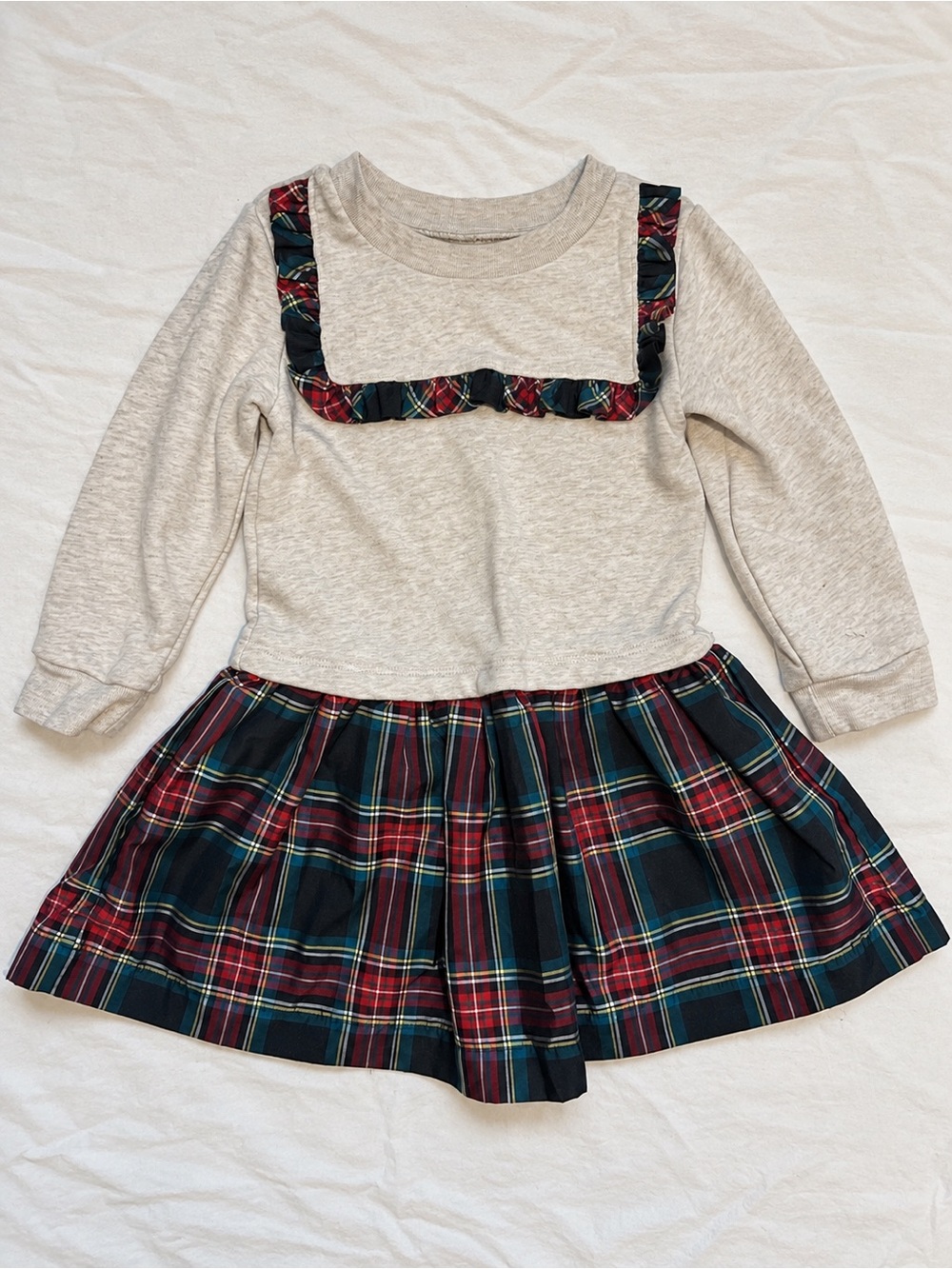 GAP KIDS Girls Holiday Dress with Plaid Ruffle Accent Christmas Thanksgiving